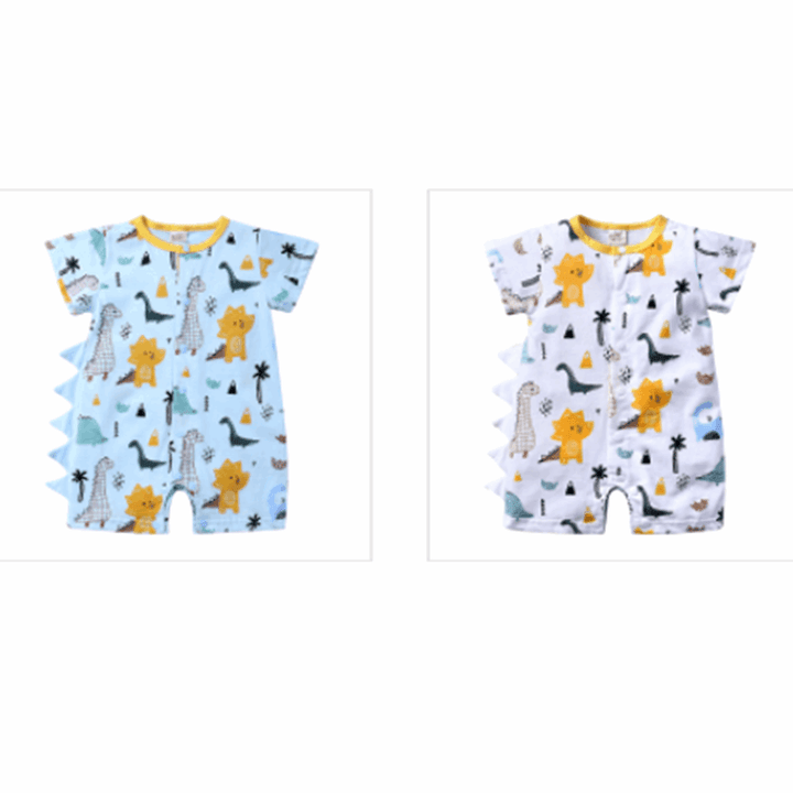 Baby Clothes One-piece Cartoon Dinosaur Short-sleeved Baby Romper - Mamofa Global Store