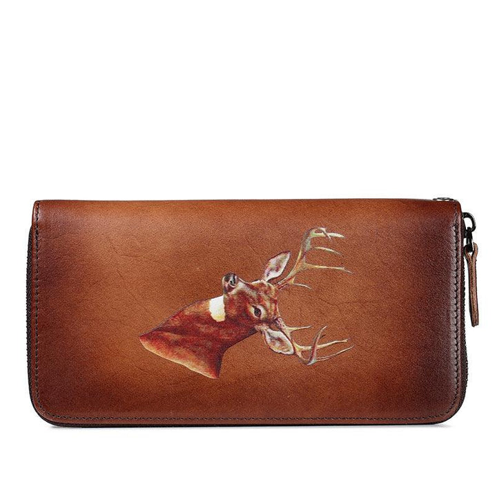 Women's Retro Real Leather Zipper Wallet - Mamofa Global Store