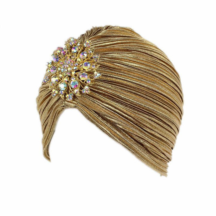 Noble Golden Pleated Indian Hat Tam-o'-shanter - Mamofa Global Store