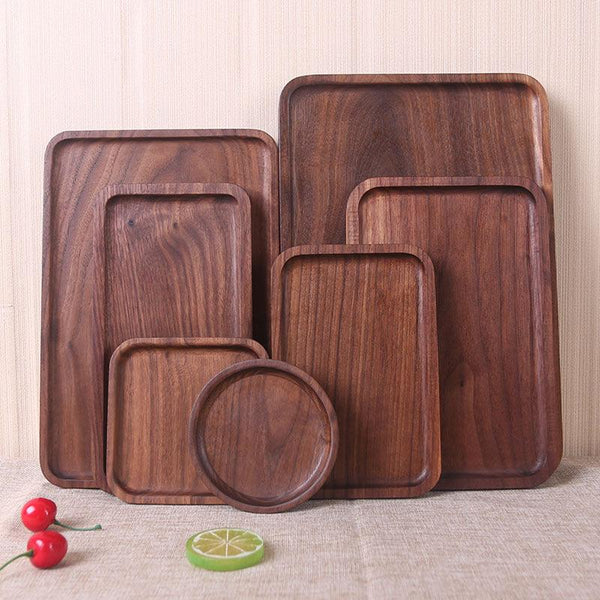 Japanese Style Wooden Black Walnut Rectangular Dinner Plate - Mamofa Global Store